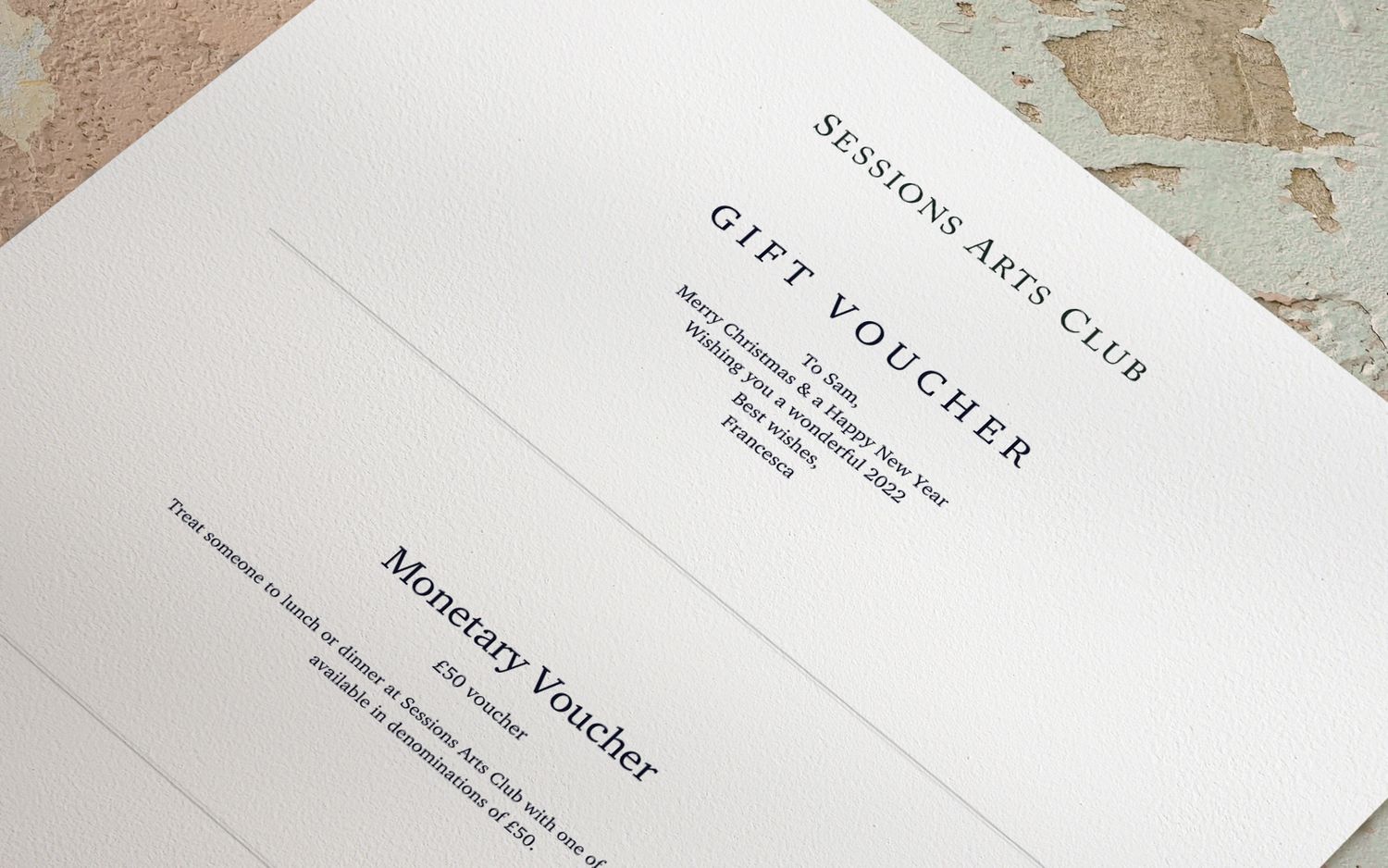 Gift Voucher Sessions Arts Club