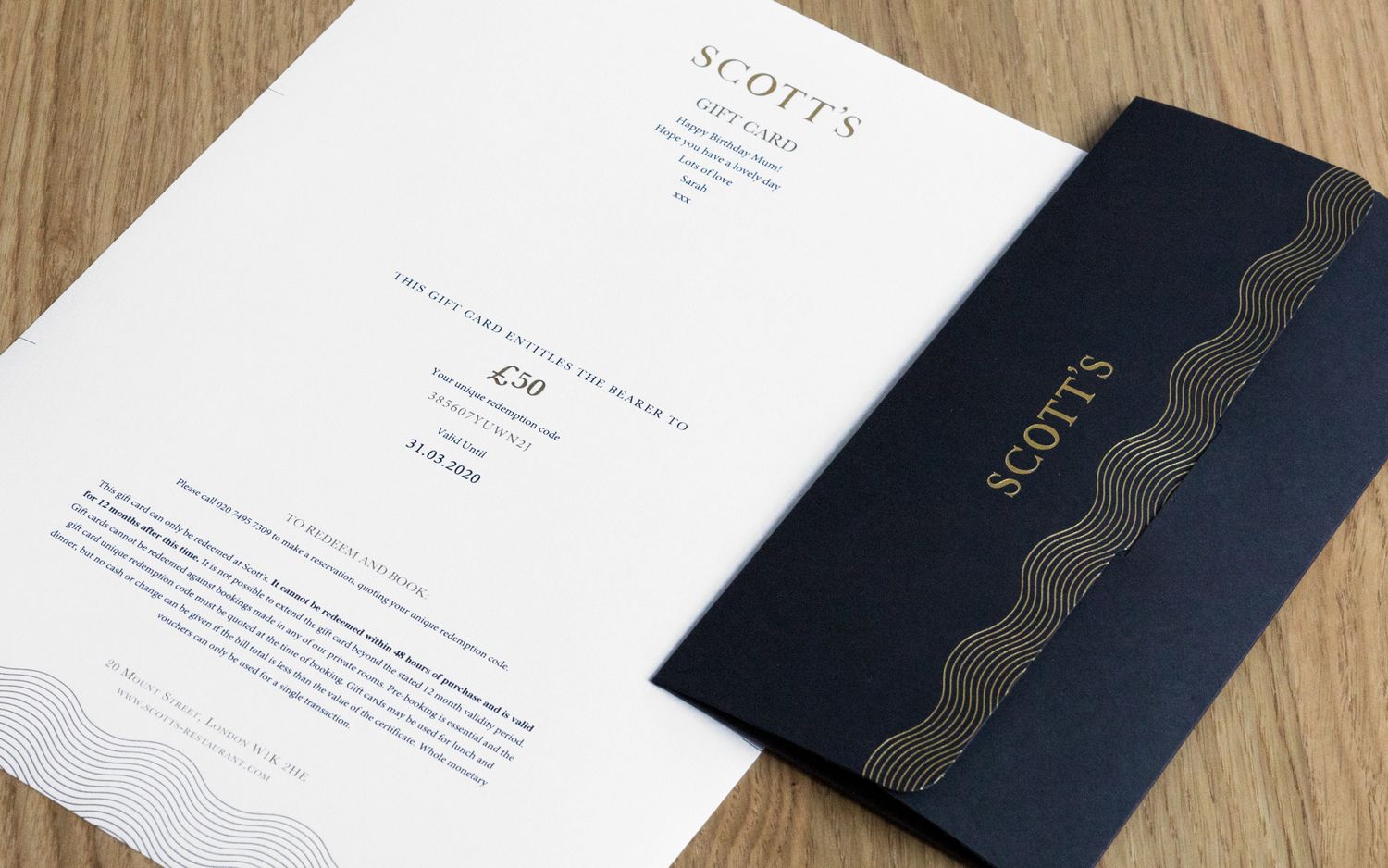 Gift Cards Seafood & Fish Restaurant Scott’s, Richmond